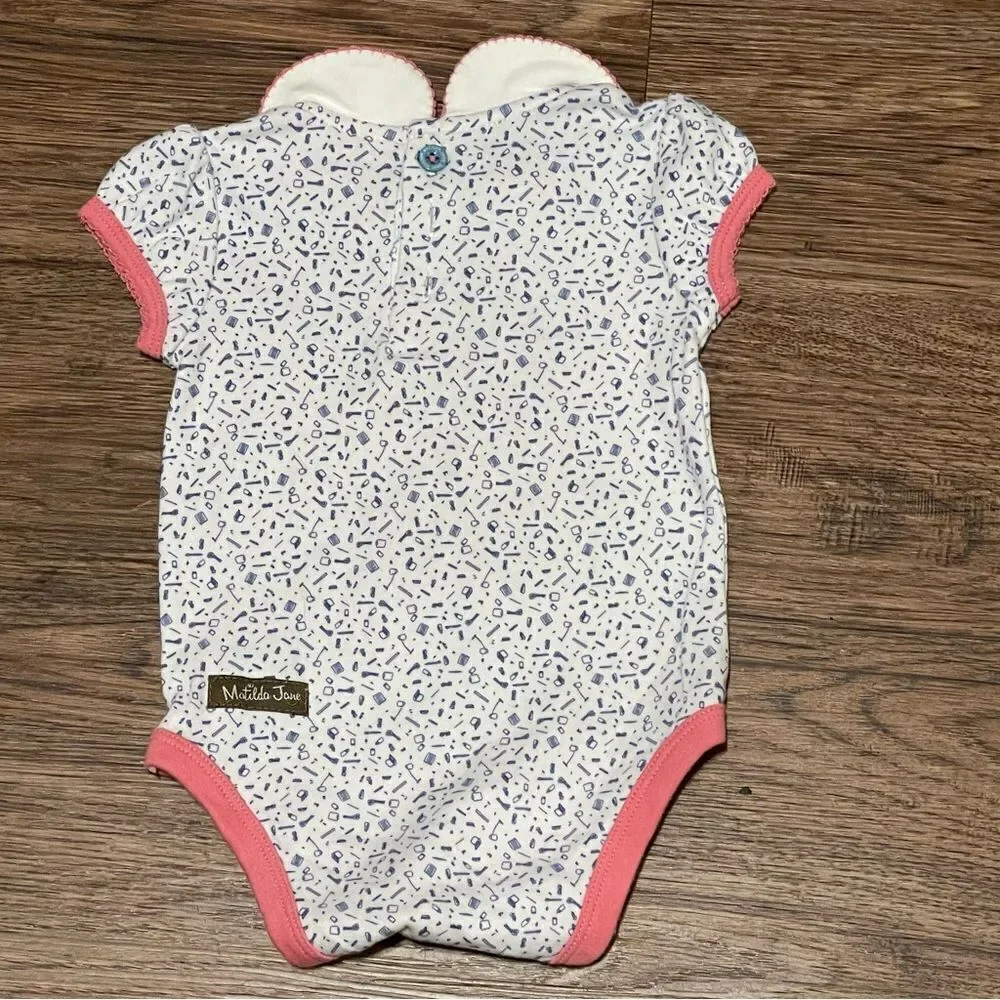 Matilda Jane When I Grow Up One Piece Bodysuit Coral Blue White Size 6-12 Months